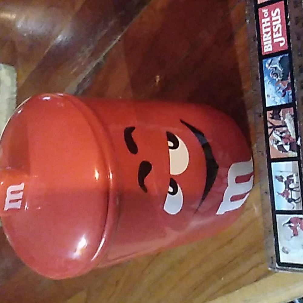 🍫 M & M Red Ceramic Kitchen Canister NEW